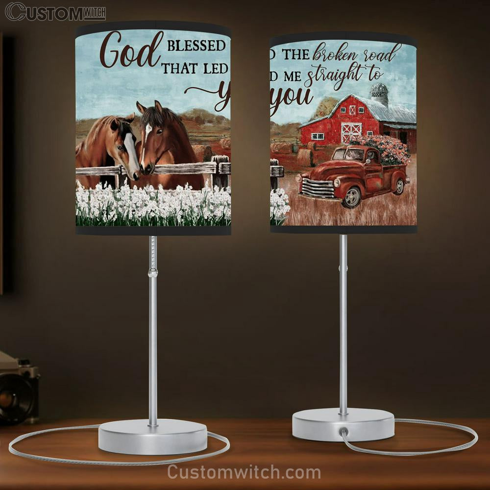 God Blessed The Broken Road Horses White Flower Field Ladybug Car Table Lamb Prints - Christian Lamb Gift - Religious Home Decor