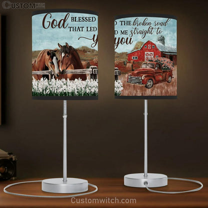God Blessed The Broken Road Horses White Flower Field Ladybug Car Table Lamb Prints - Christian Lamb Gift - Religious Home Decor