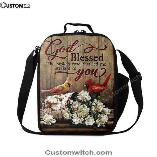 God Blessed The Broken Road Lovely Cardinal Lunch Bag, Christian Lunch Bag, Religious Lunch Box For School, Picnic