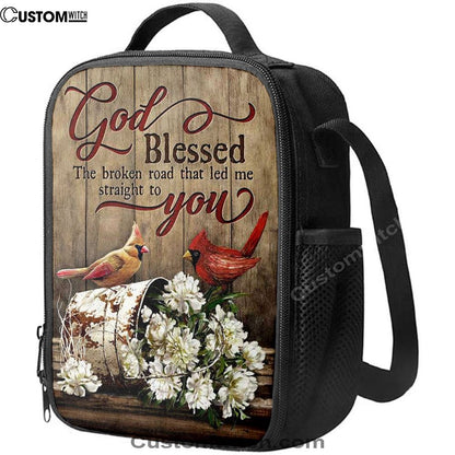 God Blessed The Broken Road Lovely Cardinal Lunch Bag, Christian Lunch Bag, Religious Lunch Box For School, Picnic