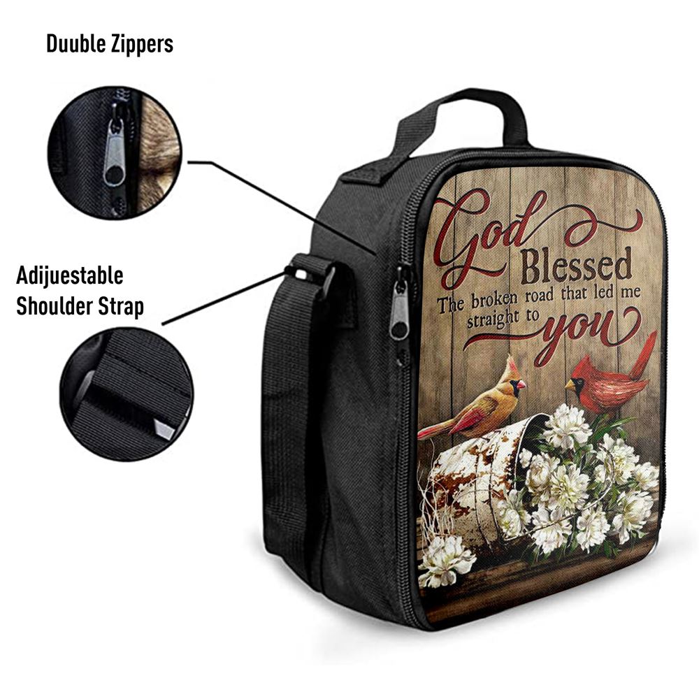 God Blessed The Broken Road Lovely Cardinal Lunch Bag, Christian Lunch Bag, Religious Lunch Box For School, Picnic