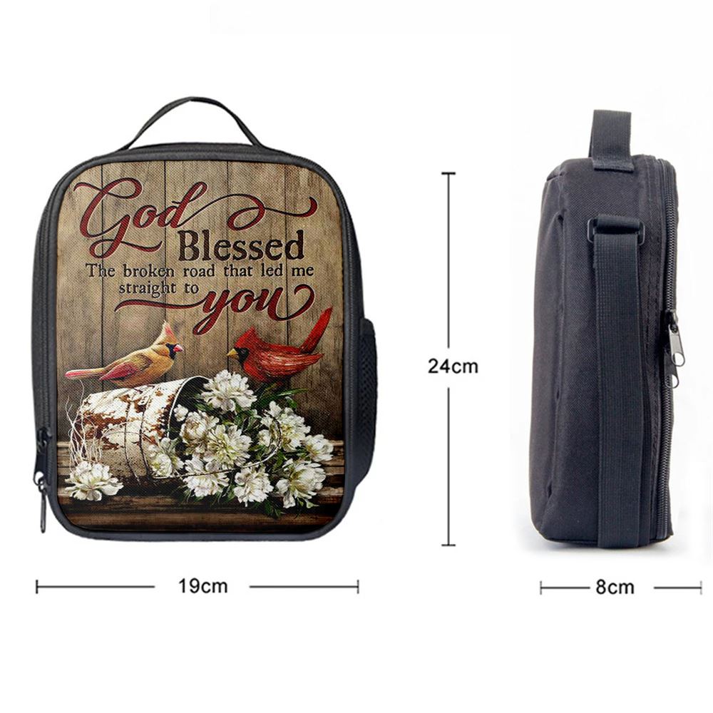 God Blessed The Broken Road Lovely Cardinal Lunch Bag, Christian Lunch Bag, Religious Lunch Box For School, Picnic