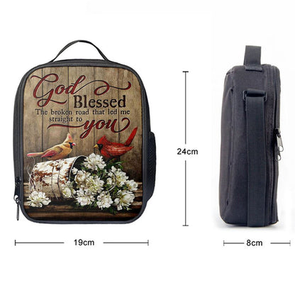 God Blessed The Broken Road Lovely Cardinal Lunch Bag, Christian Lunch Bag, Religious Lunch Box For School, Picnic