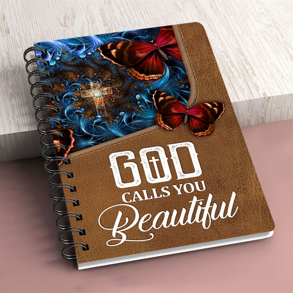 God Calls You Beautiful Butterfly Personalized Spiral Notebook, Scripture Gifts For Christian