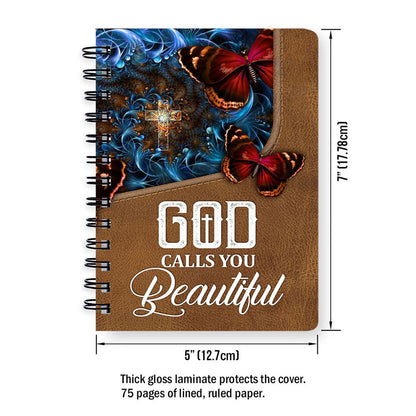 God Calls You Beautiful Butterfly Personalized Spiral Notebook, Scripture Gifts For Christian