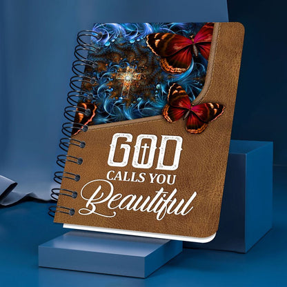 God Calls You Beautiful Butterfly Personalized Spiral Notebook, Scripture Gifts For Christian