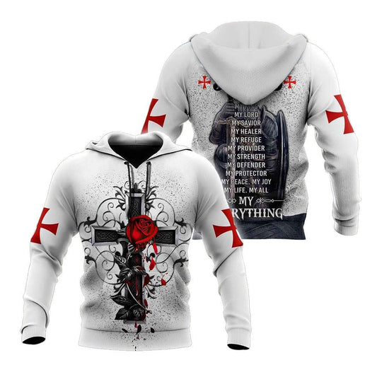 God Cross And Roses Jesus Is My Everything God 3D Hoodie For Man And Women, Jesus Printed 3D Hoodie