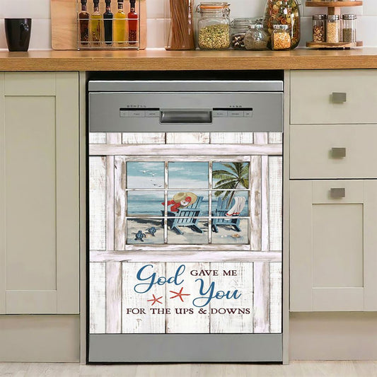 God Gave Me You Beach Turtle Dishwasher Cover, Christian Dishwasher Stickers, Bible Verse Kitchen Decor