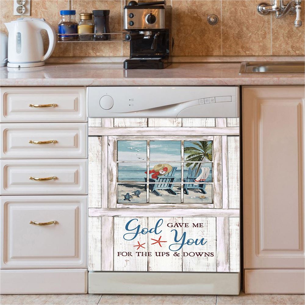 God Gave Me You Beach Turtle Dishwasher Cover, Christian Dishwasher Stickers, Bible Verse Kitchen Decor