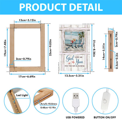 God Gave Me You Beach Turtle Frame Lamp Art - Christian Night Light - Bible Verse Wooden Lamp