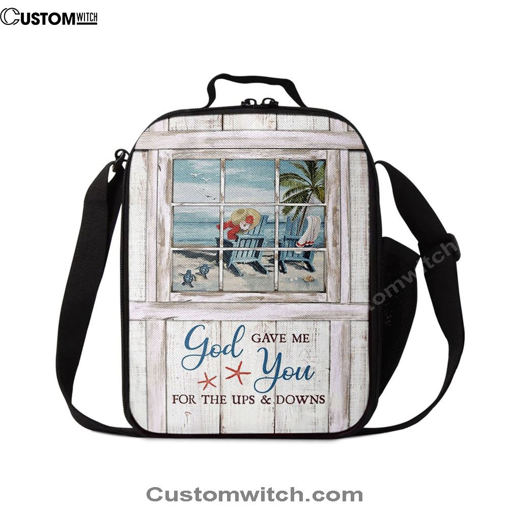 God Gave Me You Beach Turtle Lunch Bag, Christian Lunch Bag, Religious Lunch Box For School, Picnic