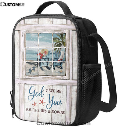 God Gave Me You Beach Turtle Lunch Bag, Christian Lunch Bag, Religious Lunch Box For School, Picnic