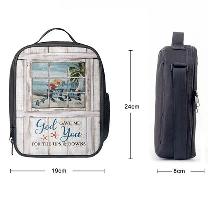 God Gave Me You Beach Turtle Lunch Bag, Christian Lunch Bag, Religious Lunch Box For School, Picnic