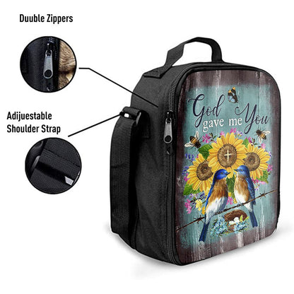 God Gave Me You Bird Nest Sunflower Butterfly Lunch Bag, Christian Lunch Bag, Religious Lunch Box For School, Picnic