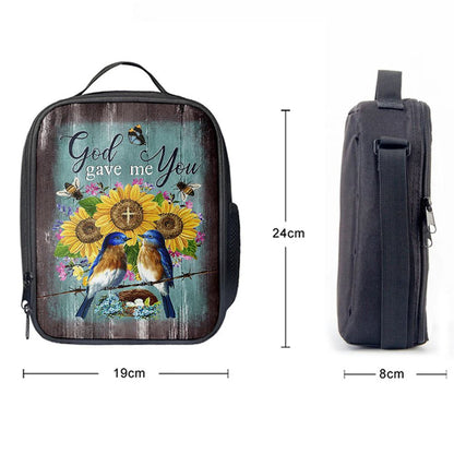 God Gave Me You Bird Nest Sunflower Butterfly Lunch Bag, Christian Lunch Bag, Religious Lunch Box For School, Picnic