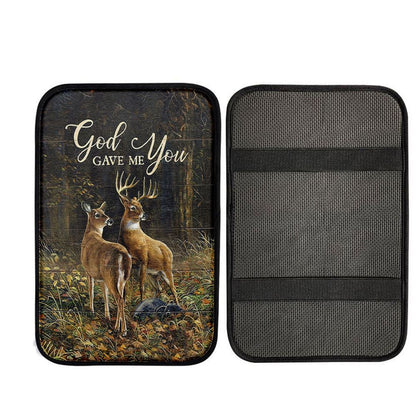 God Gave Me You Deer Into The Forest Car Center Console Cover, Christian Car Accessories