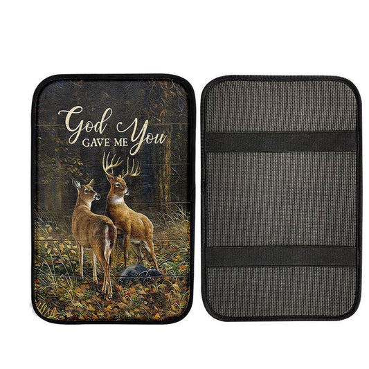 God Gave Me You Deer Into The Forest Car Center Console Cover, Christian Car Accessories