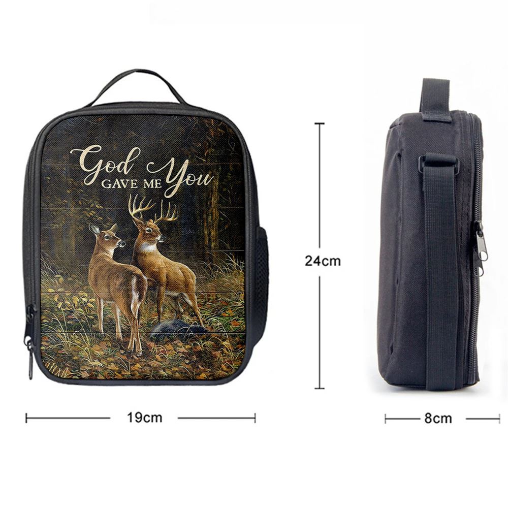 God Gave Me You Deer Into The Forest Lunch Bag, Christian Lunch Bag, Religious Lunch Box For School, Picnic