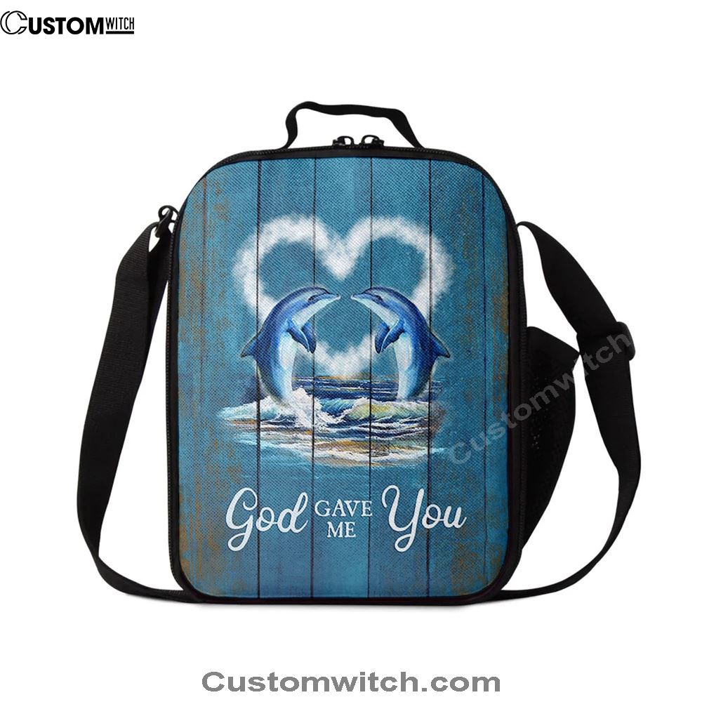 God Gave Me You Dolphin Blue Ocean Lunch Bag, Christian Lunch Bag, Religious Lunch Box For School, Picnic
