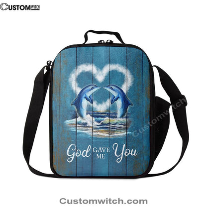 God Gave Me You Dolphin Blue Ocean Lunch Bag, Christian Lunch Bag, Religious Lunch Box For School, Picnic