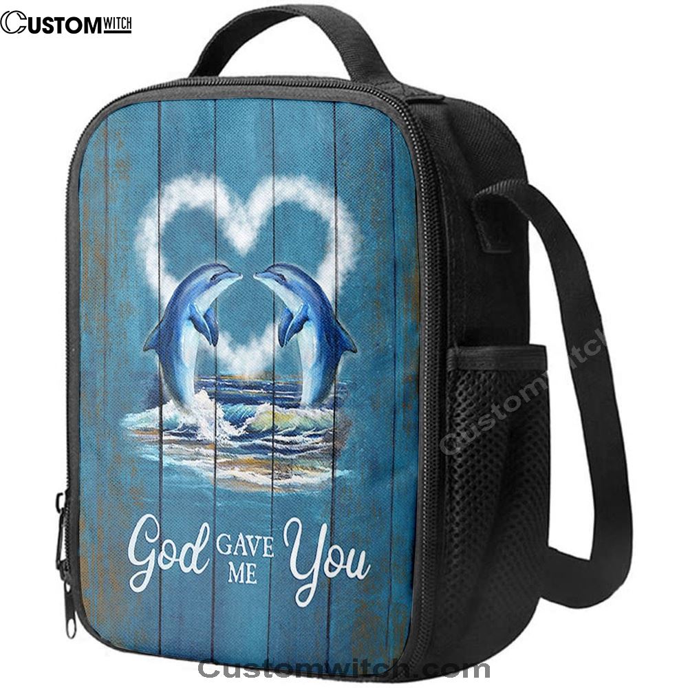 God Gave Me You Dolphin Blue Ocean Lunch Bag, Christian Lunch Bag, Religious Lunch Box For School, Picnic