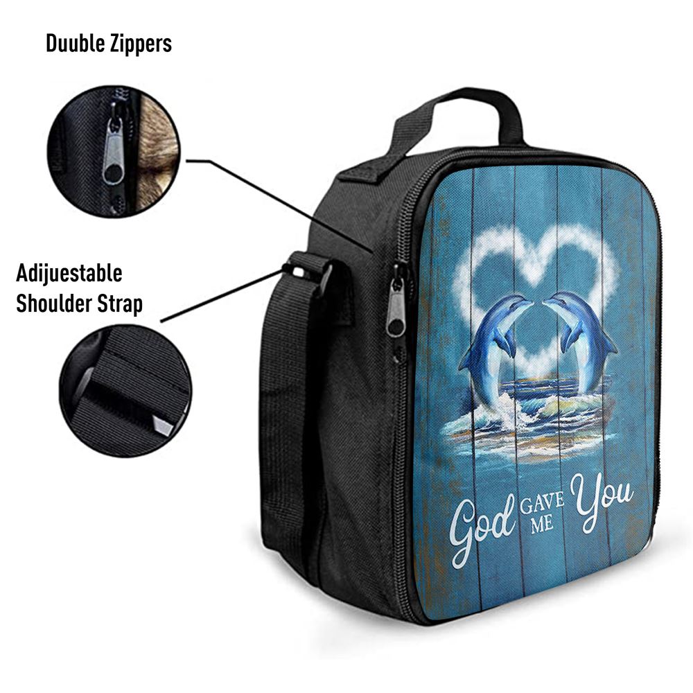 God Gave Me You Dolphin Blue Ocean Lunch Bag, Christian Lunch Bag, Religious Lunch Box For School, Picnic