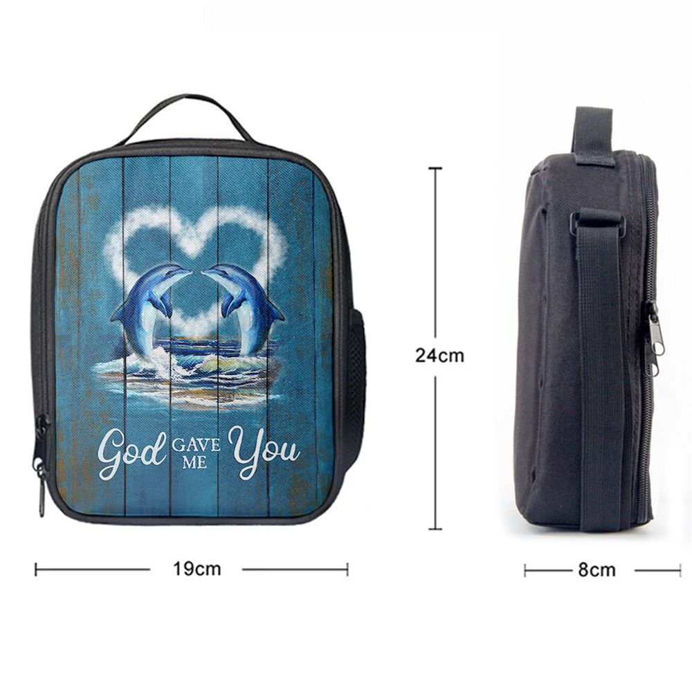 God Gave Me You Dolphin Blue Ocean Lunch Bag, Christian Lunch Bag, Religious Lunch Box For School, Picnic