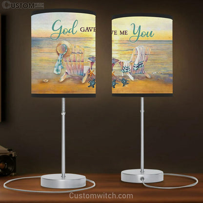 God Gave Me You Wooden Chair Couple Sea Turtle Table Lamb Gift - Bible Verse Table Lamb - Religious Bedroom Decor
