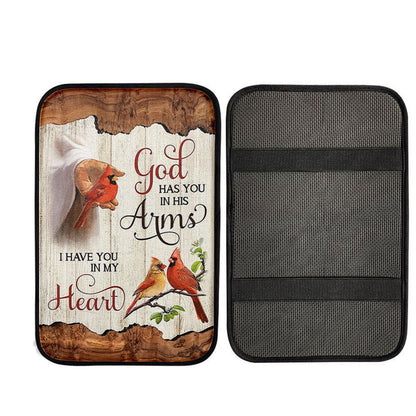 God Has You In His Arms Car Armrest Pad - Jesus Hand Red Cardinal Car Armrest Pad, Christian Car Accessories