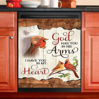 God Has You In His Arms Dishwasher Cover, Jesus Hand Red Cardinal Dishwasher Stickers, Christian Kitchen Decor