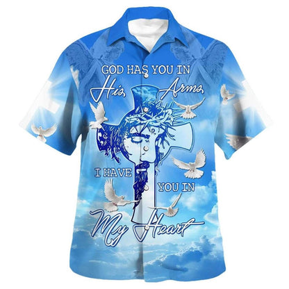God Has You In His Arms I Have You In My Heart Hawaiian Shirt For Men, Christian Hawaiian Shirt, Gift For Christian