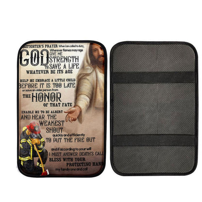 God Helping Firefighter Car Center Console Cover - Firefighter's Prayer, Christian Car Accessories