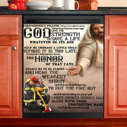 God Helping Firefighter Dishwasher Cover, Firefighter's Prayer Dishwasher Stickers, Christian Kitchen Decor