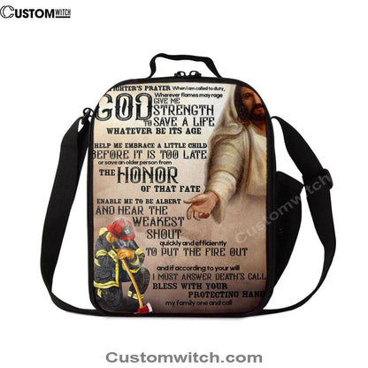 God Helping Firefighter Lunch Bag, Firefighter's Prayer, Christian Lunch Bag, Religious Lunch Box For School, Picnic