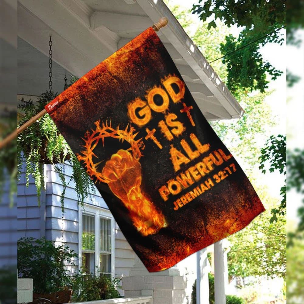 God Is All Powerful Jeremiah 3217Outdoor Christian House Flag, Christian Flag, Scripture Flag, Garden Banner