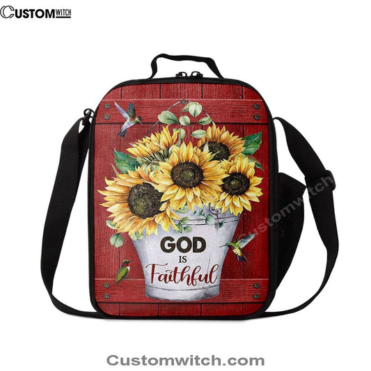 God Is Faithful Sunflower Hummingbird Lunch Bag, Christian Lunch Bag, Religious Lunch Box For School, Picnic