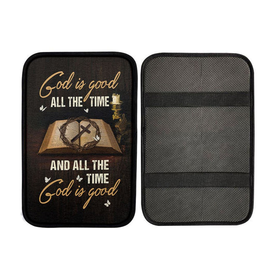 God Is Good All The Time Bible Crown Of Thorn Cross Car Center Console Cover, Christian Car Accessories
