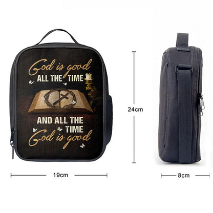 God Is Good All The Time Bible Crown Of Thorn Cross Lunch Bag, Christian Lunch Bag, Religious Lunch Box For School, Picnic