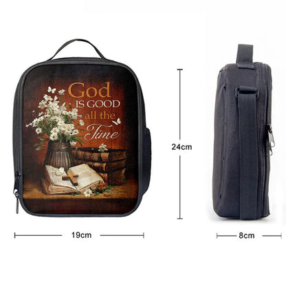 God Is Good All The Time Bible Daisy Vase Vintage White Butterfly Lunch Bag, Christian Lunch Bag, Religious Lunch Box For School, Picnic