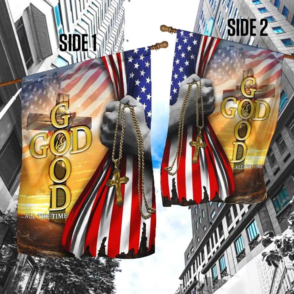God Is Good All The Time Christian Cross American Flag, Outdoor Christian House Flag, Christian Flag, Scripture Flag, Garden Banner