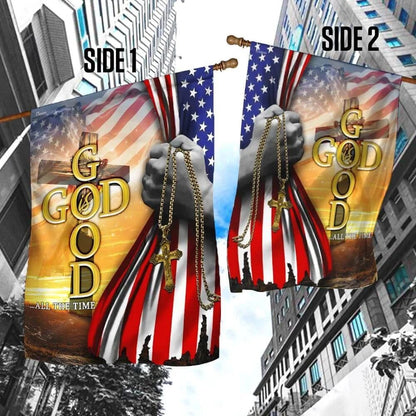 God Is Good All The Time Christian Cross American Flag, Outdoor Christian House Flag, Christian Flag, Scripture Flag, Garden Banner