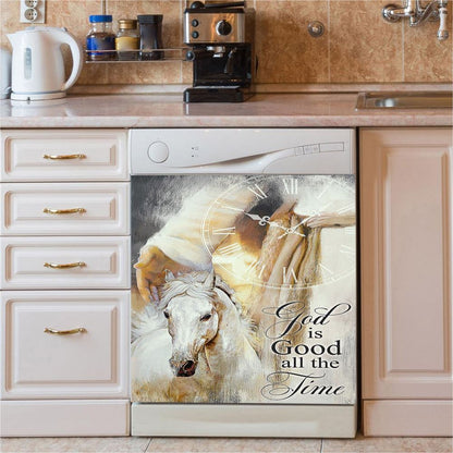 God Is Good All The Time Dishwasher Cover, Beautiful Horse Jesus Hand Dishwasher Stickers, Christian Kitchen Decor