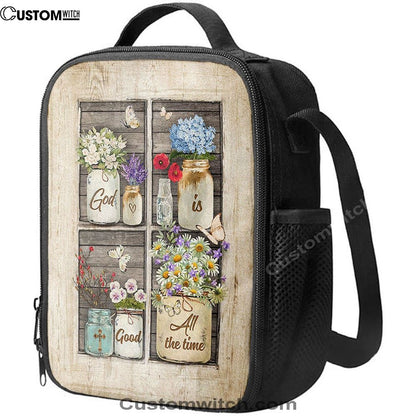 God Is Good All The Time Flower Pretty Butterfly Lunch Bag, Christian Lunch Bag, Religious Lunch Box For School, Picnic