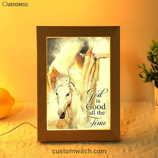 God Is Good All The Time Frame Lamp - Beautiful Horse Jesus Hand Frame Lamp Art - Christian Art - Bible Verse Art - Religious Home Decor