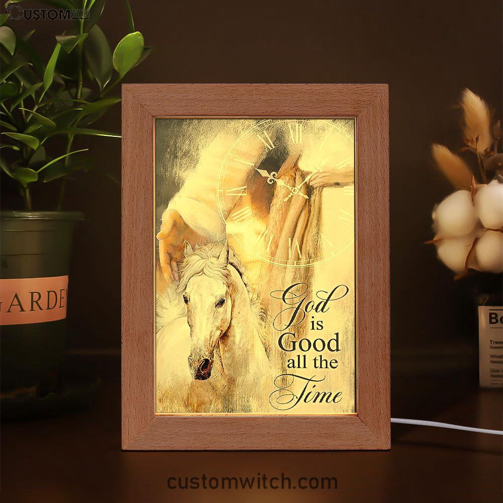 God Is Good All The Time Frame Lamp - Beautiful Horse Jesus Hand Frame Lamp Art - Christian Art - Bible Verse Art - Religious Home Decor