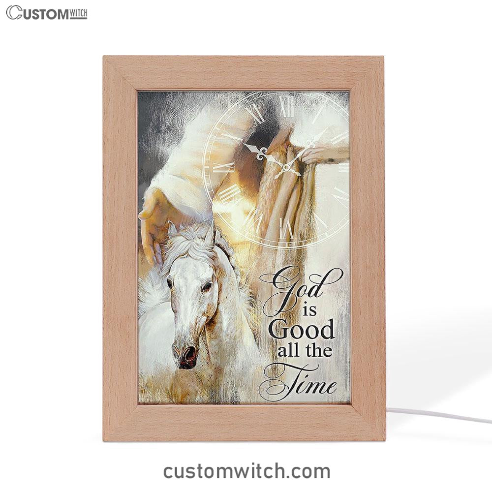 God Is Good All The Time Frame Lamp - Beautiful Horse Jesus Hand Frame Lamp Art - Christian Art - Bible Verse Art - Religious Home Decor