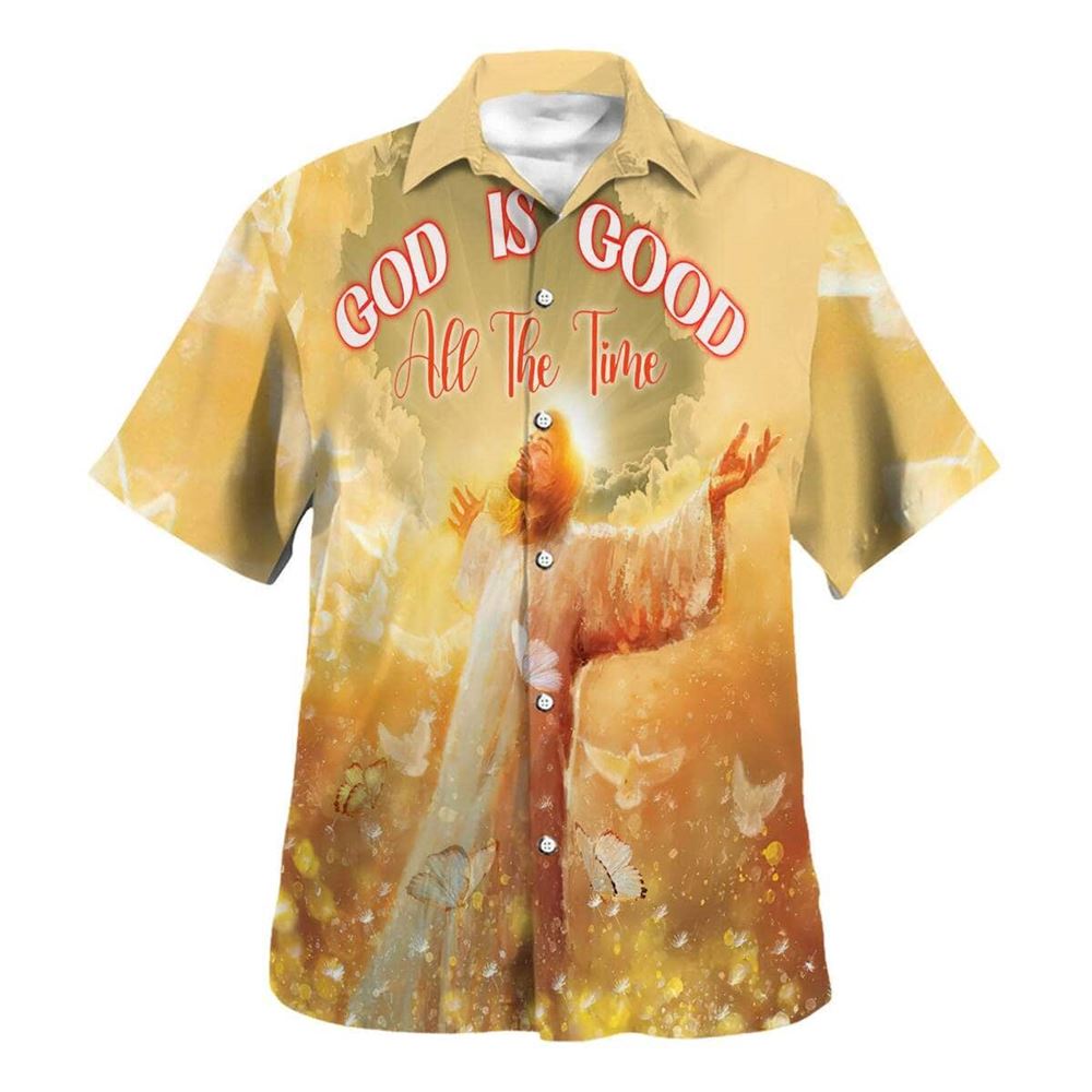 God Is Good All The Time Jesus Christ Open Arms Hawaiian Shirt For Men, Christian Hawaiian Shirt, Gift For Christian