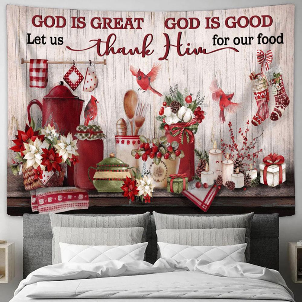 God Is Great God Is Good Large Tapestry Art - Christian Wall Art Home Decor - Religious Tapestry Prints