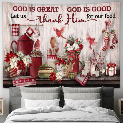 God Is Great God Is Good Large Tapestry Art - Christian Wall Art Home Decor - Religious Tapestry Prints