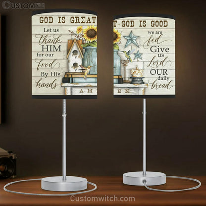 God Is Great God Is Good Sunflower Large Table Lamb Art - Christian Lamb Gift Home Decor - Religious Table Lamb Prints